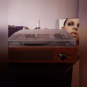 Wood Finish Turntable with Dust Cover